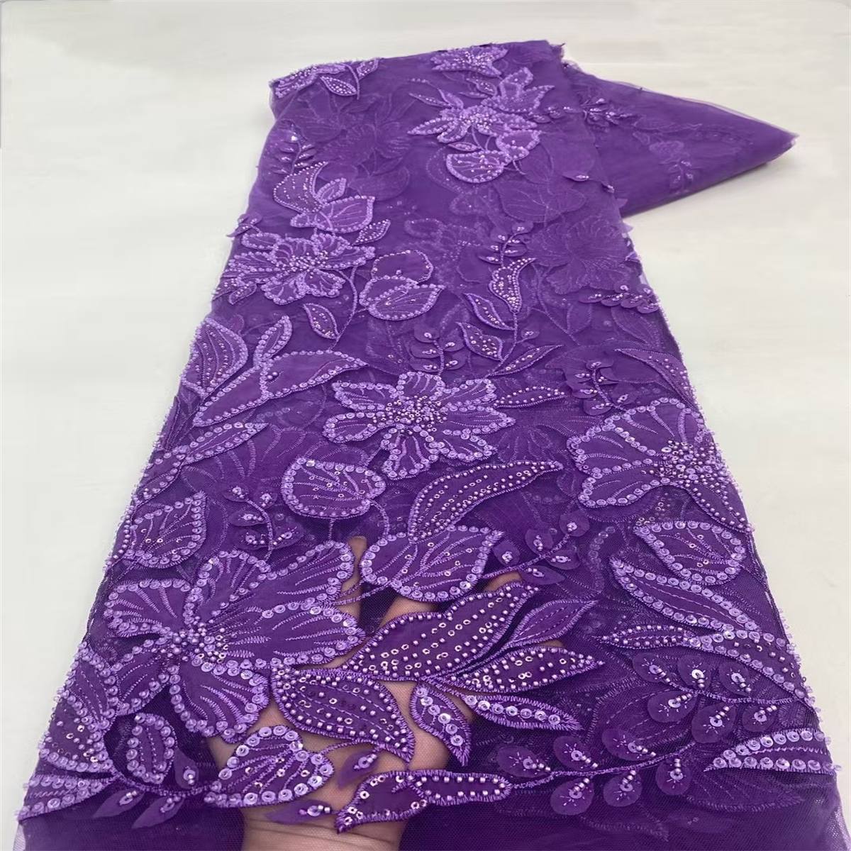 Beaded Tulle Fabric - 5 Yard - 3D Floral Fabric | COD JX486
