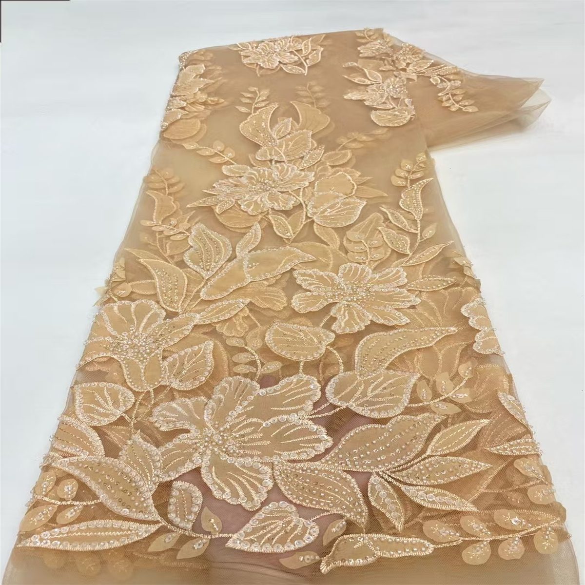 Beaded Tulle Fabric - 5 Yard - 3D Floral Fabric | COD JX486