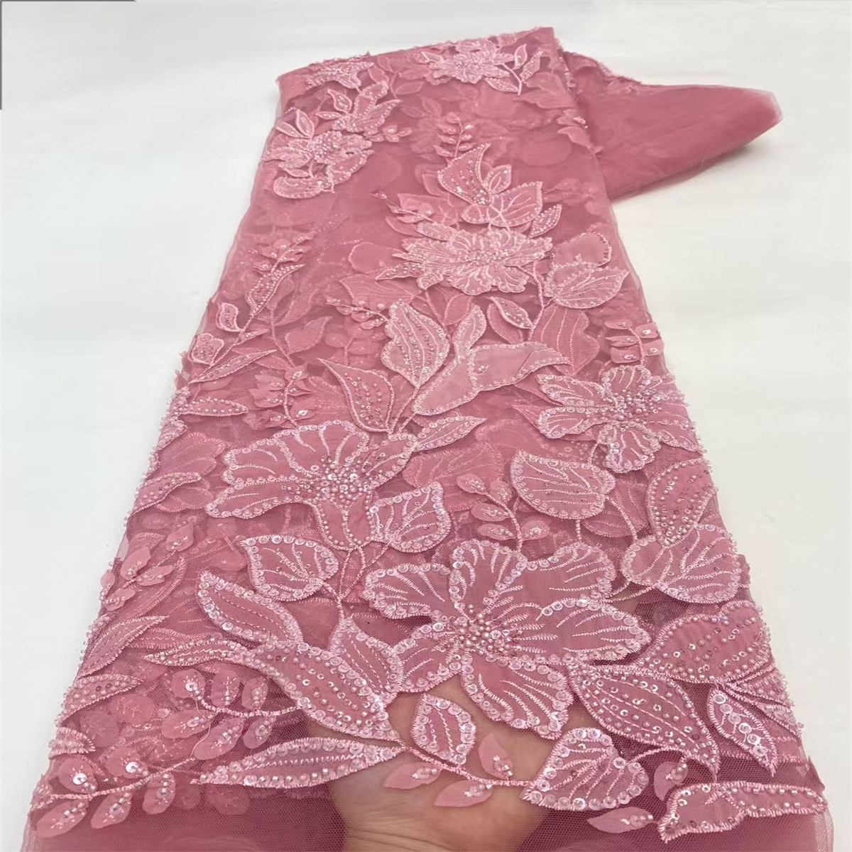 Beaded Tulle Fabric - 5 Yard - 3D Floral Fabric | COD JX486