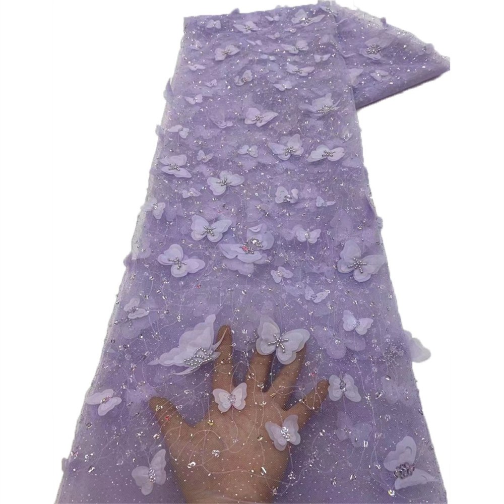 Beaded Tulle Fabric - 5 Yards - 3D Butterfly Fabric | COD NA014