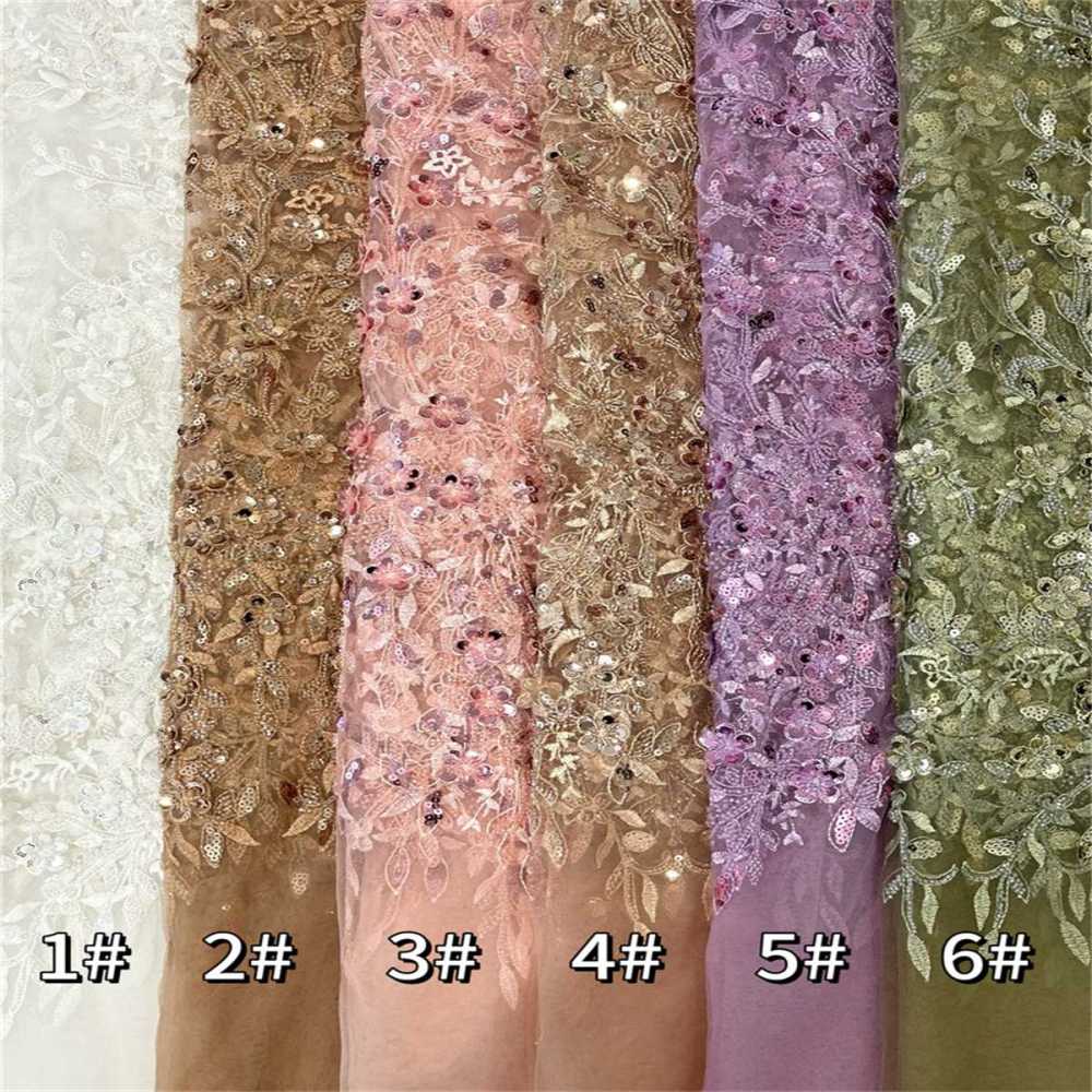 5 Yards Beaded Embroidered Lace Fabric ITM PFS047