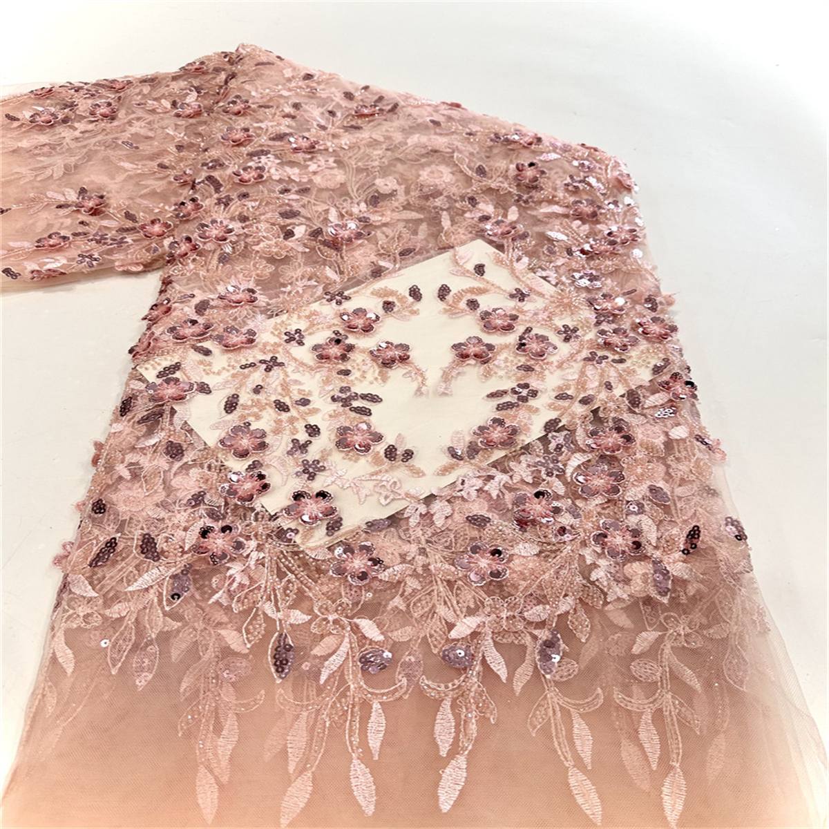 5 Yards Beaded Embroidered Lace Fabric ITM PFS047