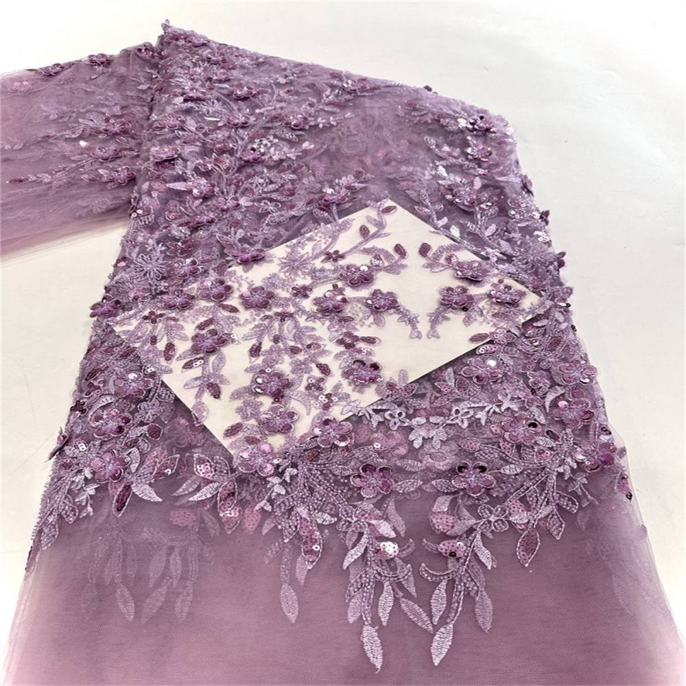 5 Yards Beaded Embroidered Lace Fabric ITM PFS047