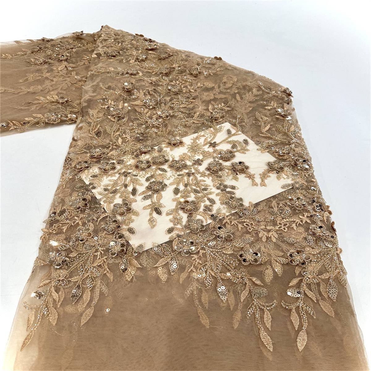 5 Yards Beaded Embroidered Lace Fabric ITM PFS047