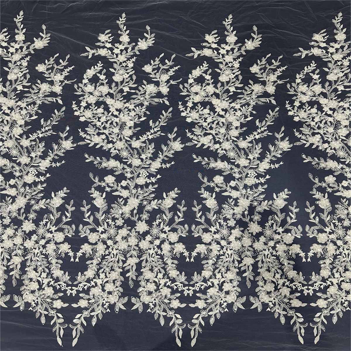 Bridal Lace Fabric - 5 Yard - Embroidered Beaded Wedding Lace Fabric | COD PFS047W