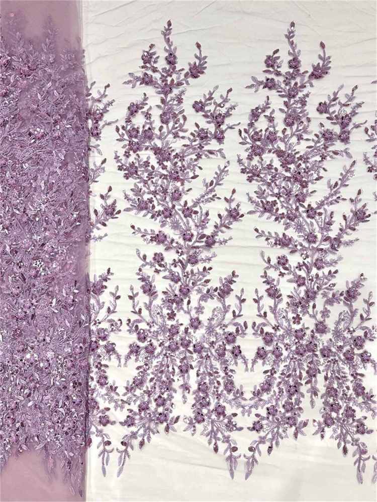 5 Yards Beaded Embroidered Lace Fabric ITM PFS047