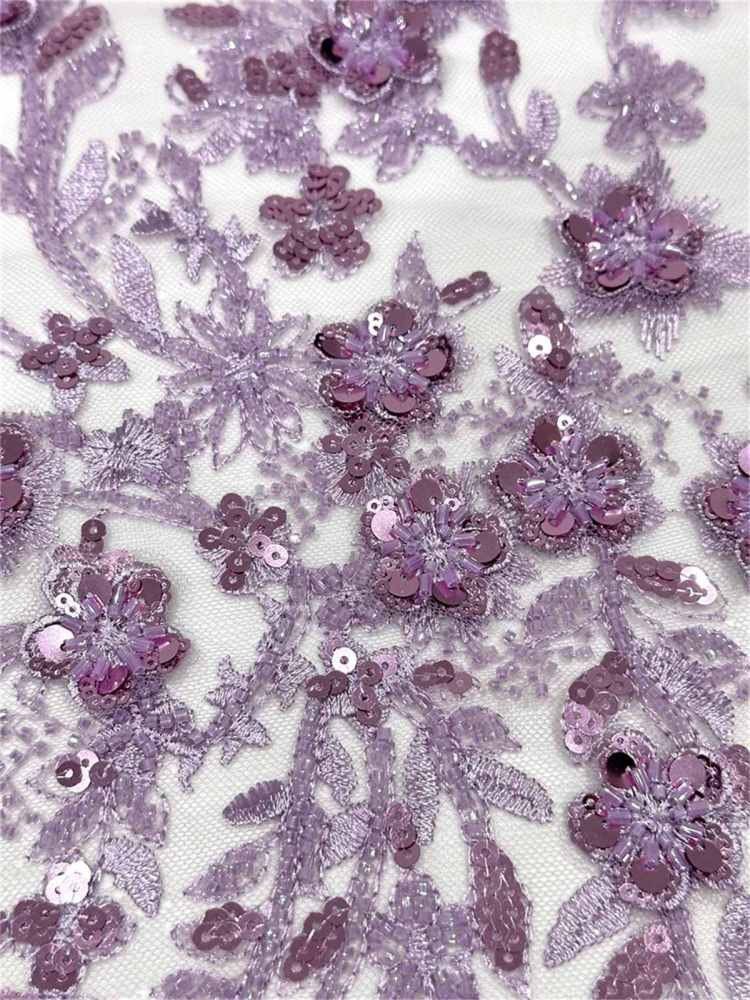 5 Yards Beaded Embroidered Lace Fabric ITM PFS047