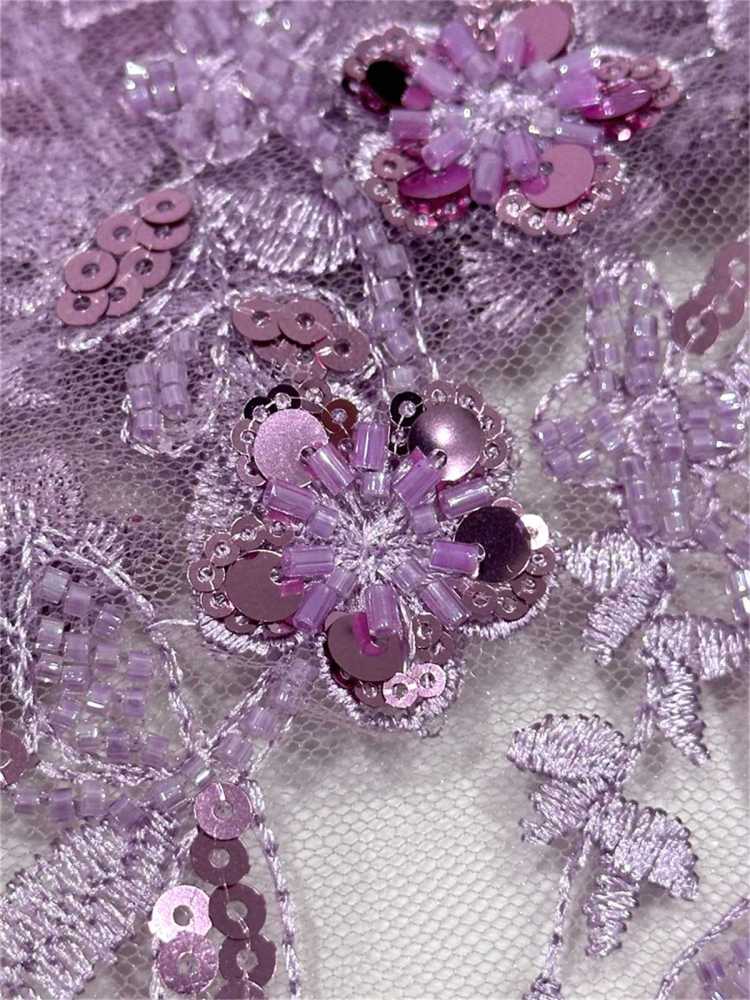 5 Yards Beaded Embroidered Lace Fabric ITM PFS047