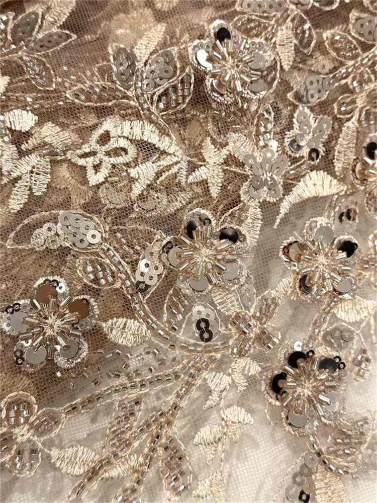 5 Yards Beaded Embroidered Lace Fabric ITM PFS047
