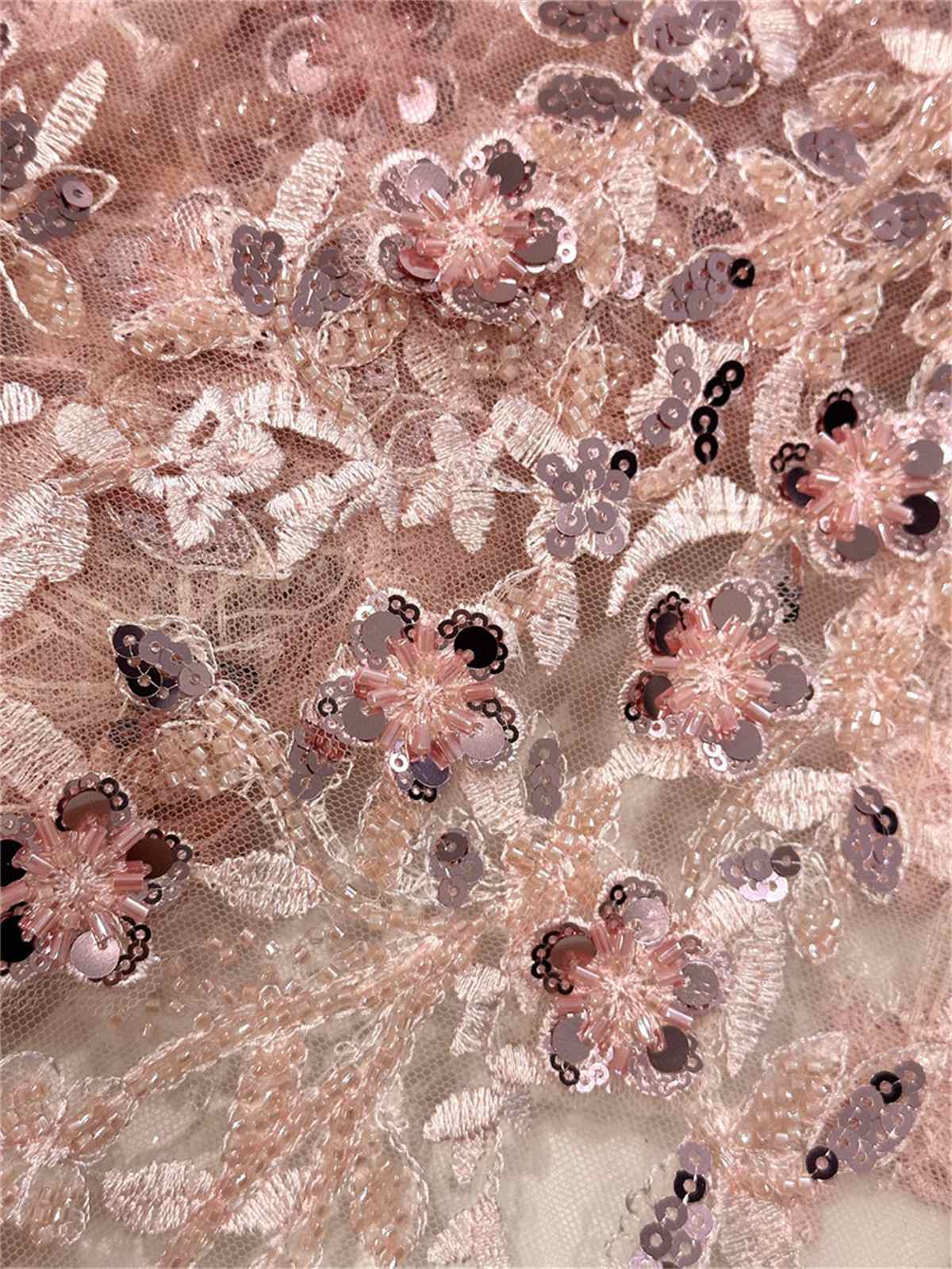 5 Yards Beaded Embroidered Lace Fabric ITM PFS047
