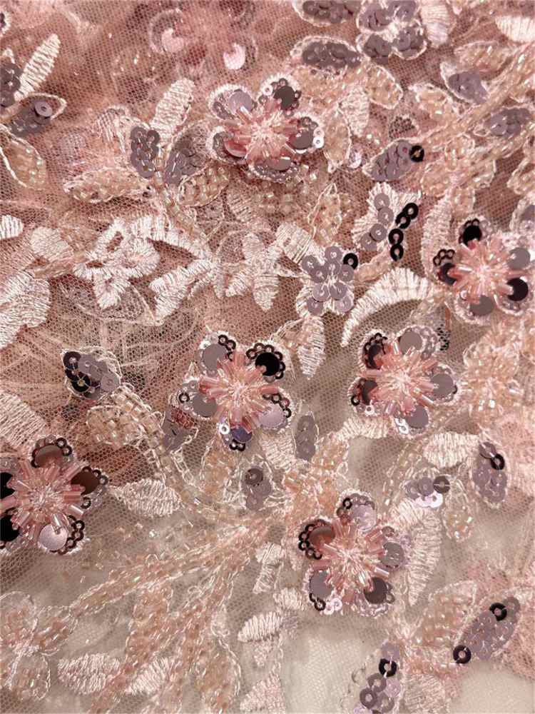 5 Yards Beaded Embroidered Lace Fabric ITM PFS047