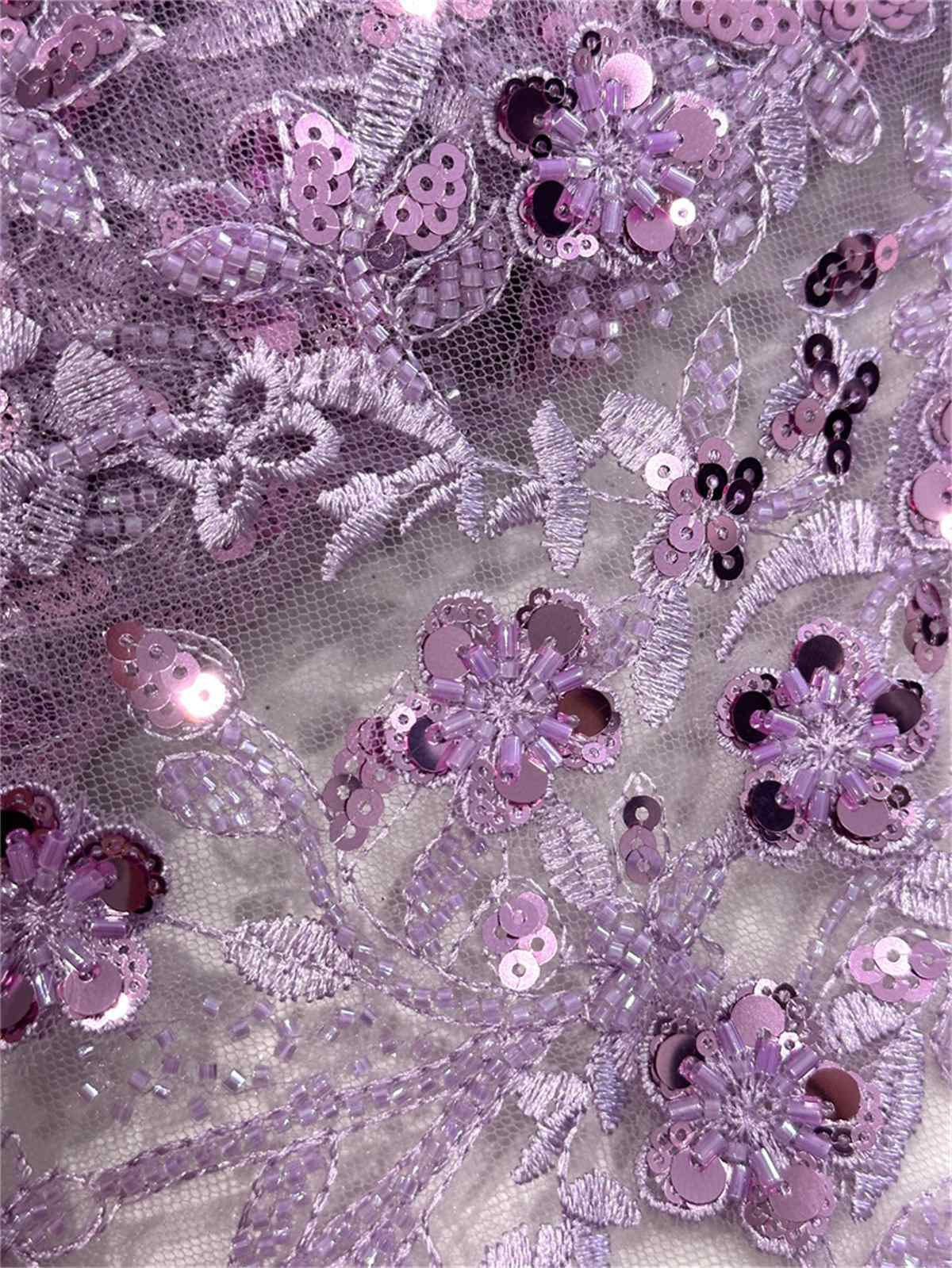 5 Yards Beaded Embroidered Lace Fabric ITM PFS047
