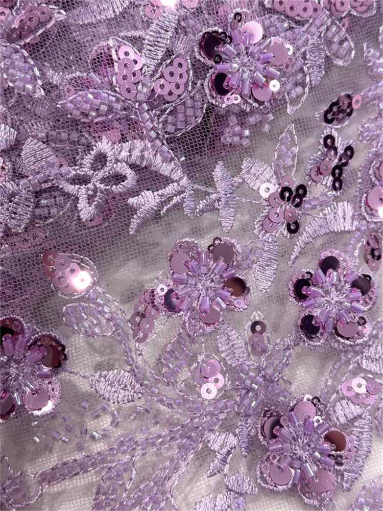 5 Yards Beaded Embroidered Lace Fabric ITM PFS047