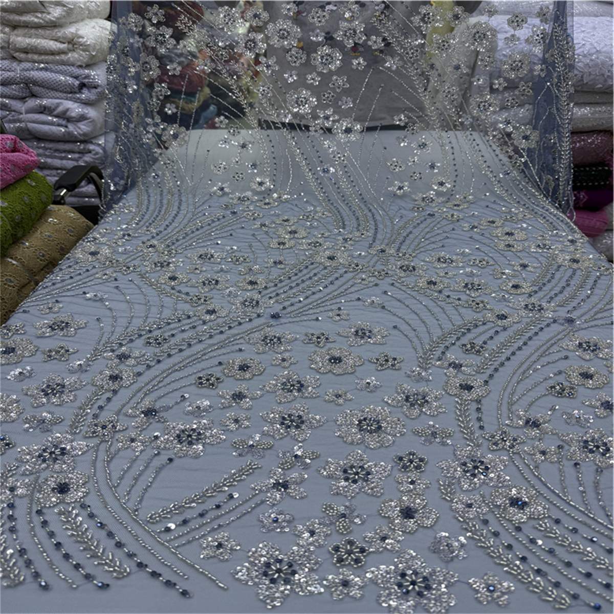 Beaded Tulle Fabric - 5 Yards | COD JLT078
