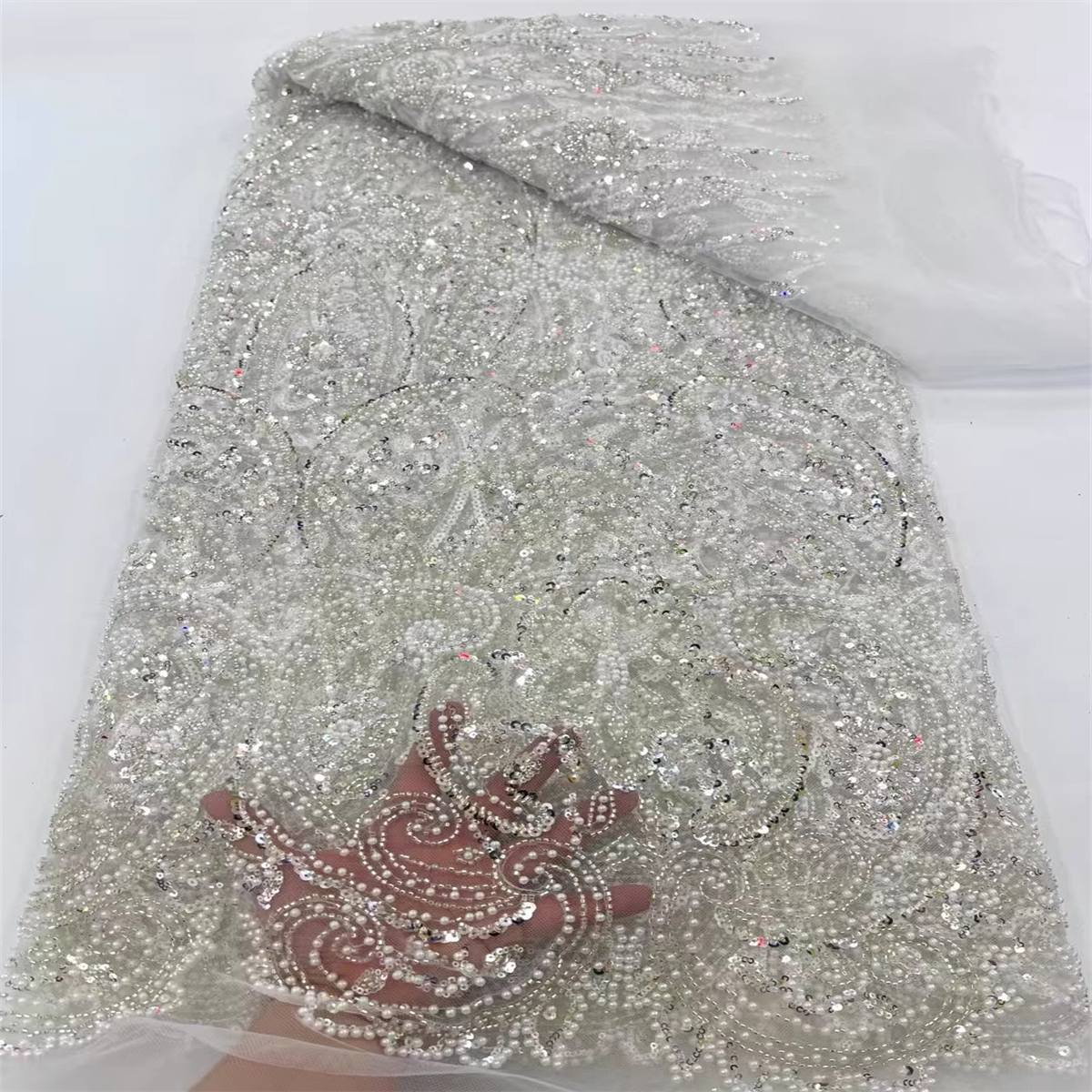 Beaded Tulle Fabric - 5 Yards | COD JX476