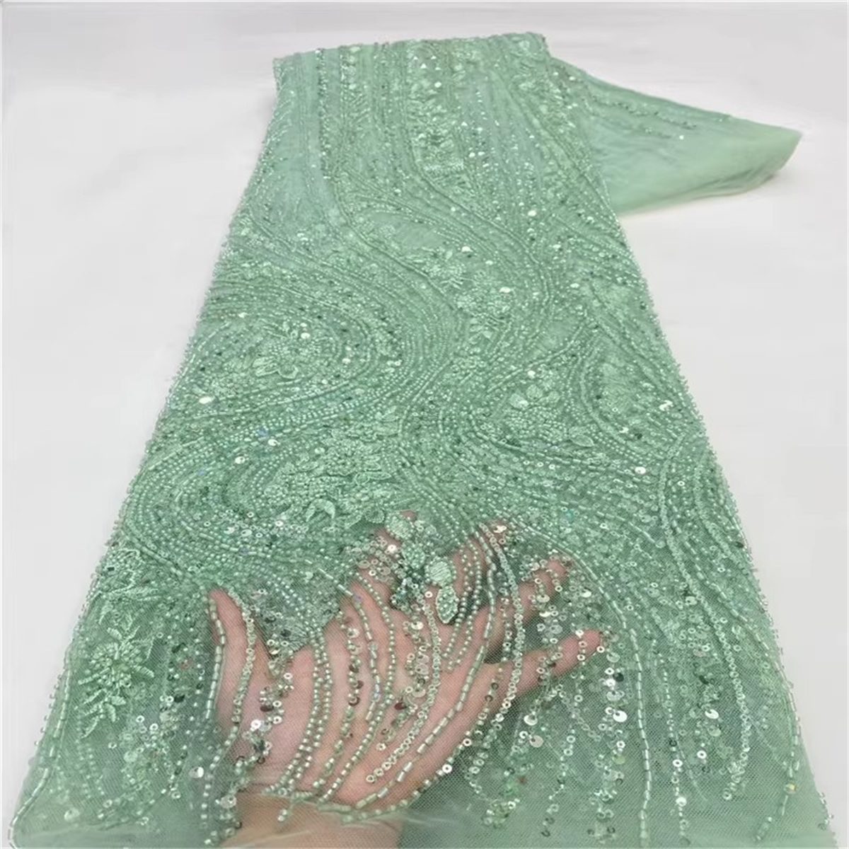 Beaded Tulle Fabric - 5 Yards | COD
