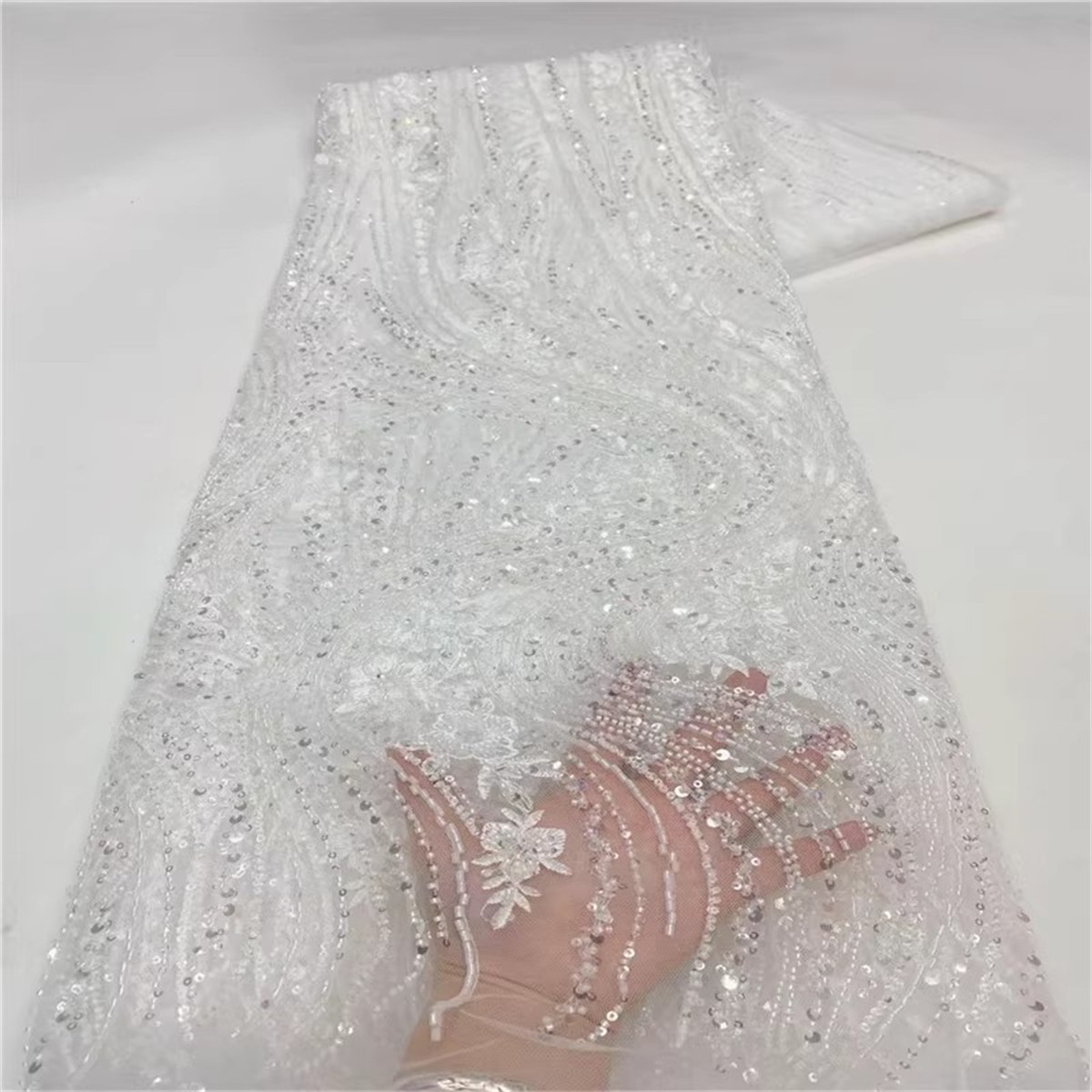 Beaded Tulle Fabric - 5 Yards | COD