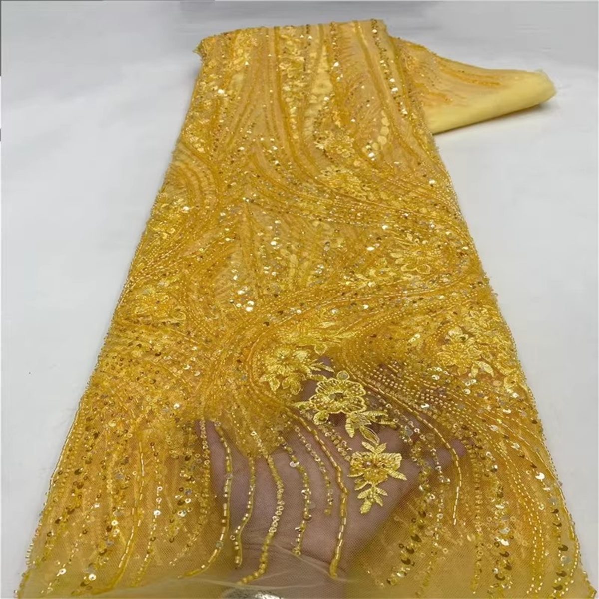 Beaded Tulle Fabric - 5 Yards | COD