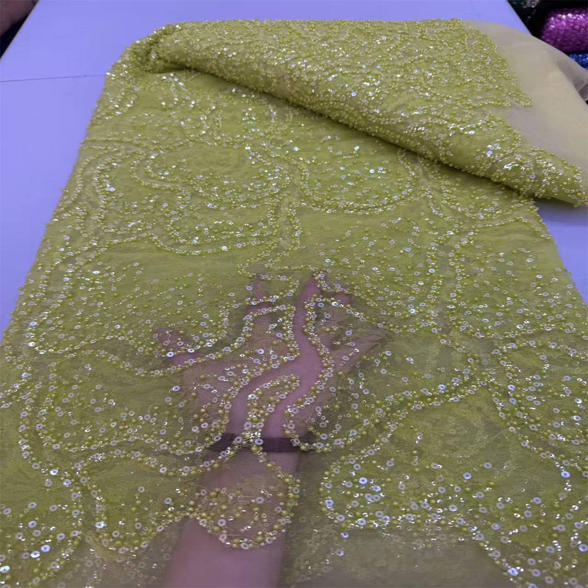 Beaded Tulle Fabric - 5 Yards | COD