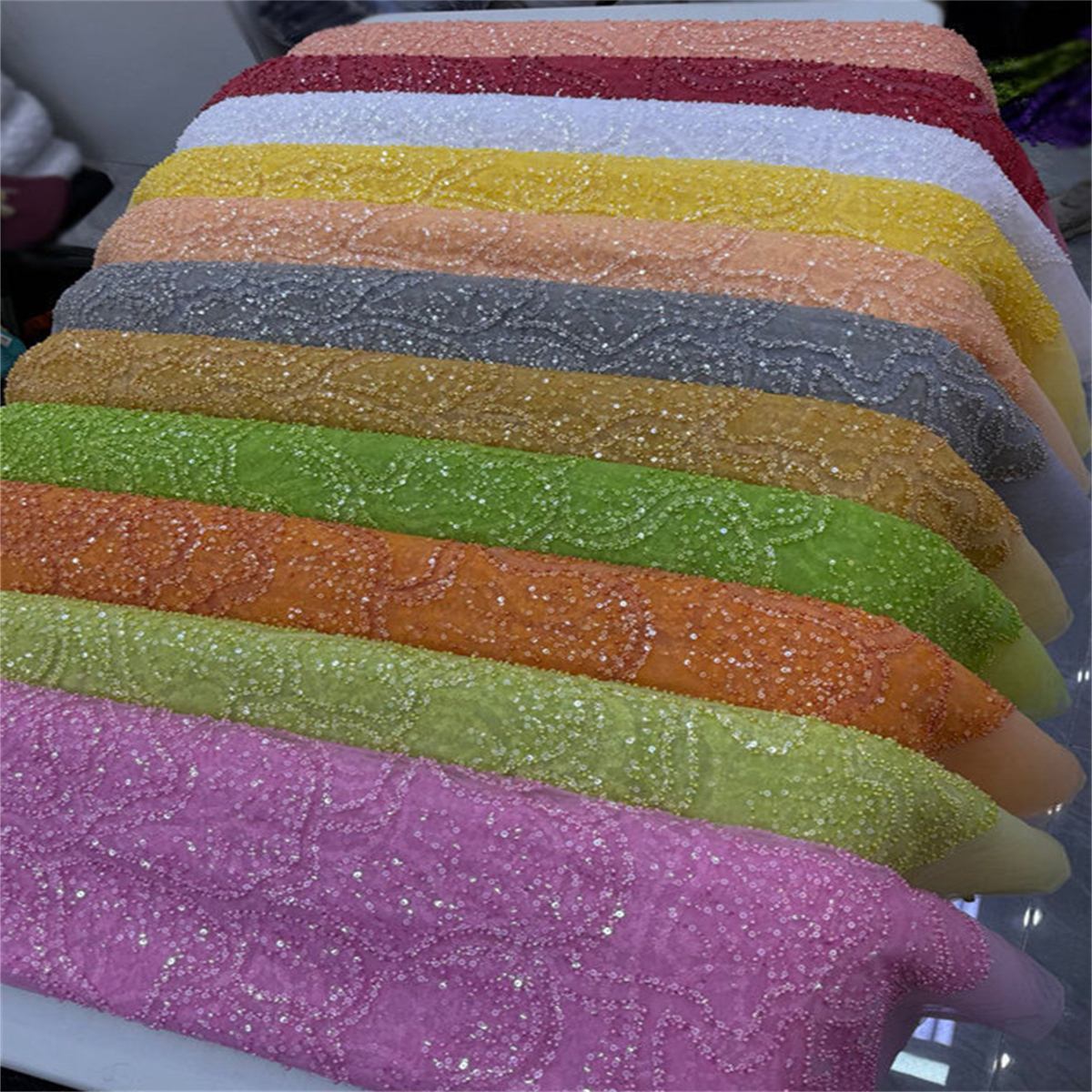 Beaded Tulle Fabric - 5 Yards | COD