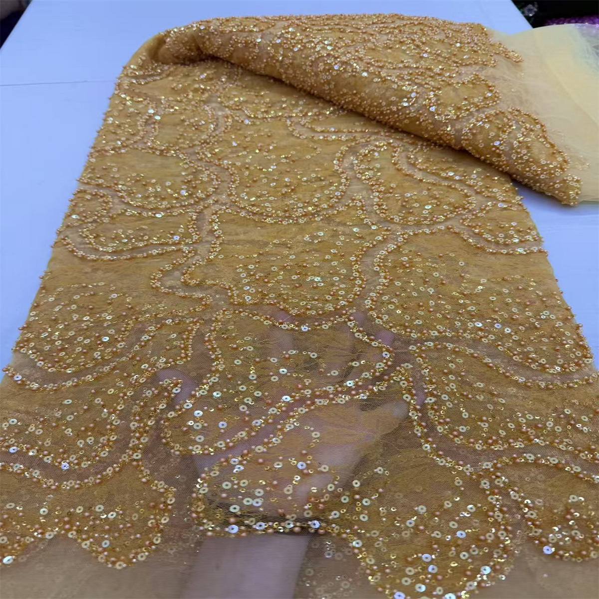 Beaded Tulle Fabric - 5 Yards | COD
