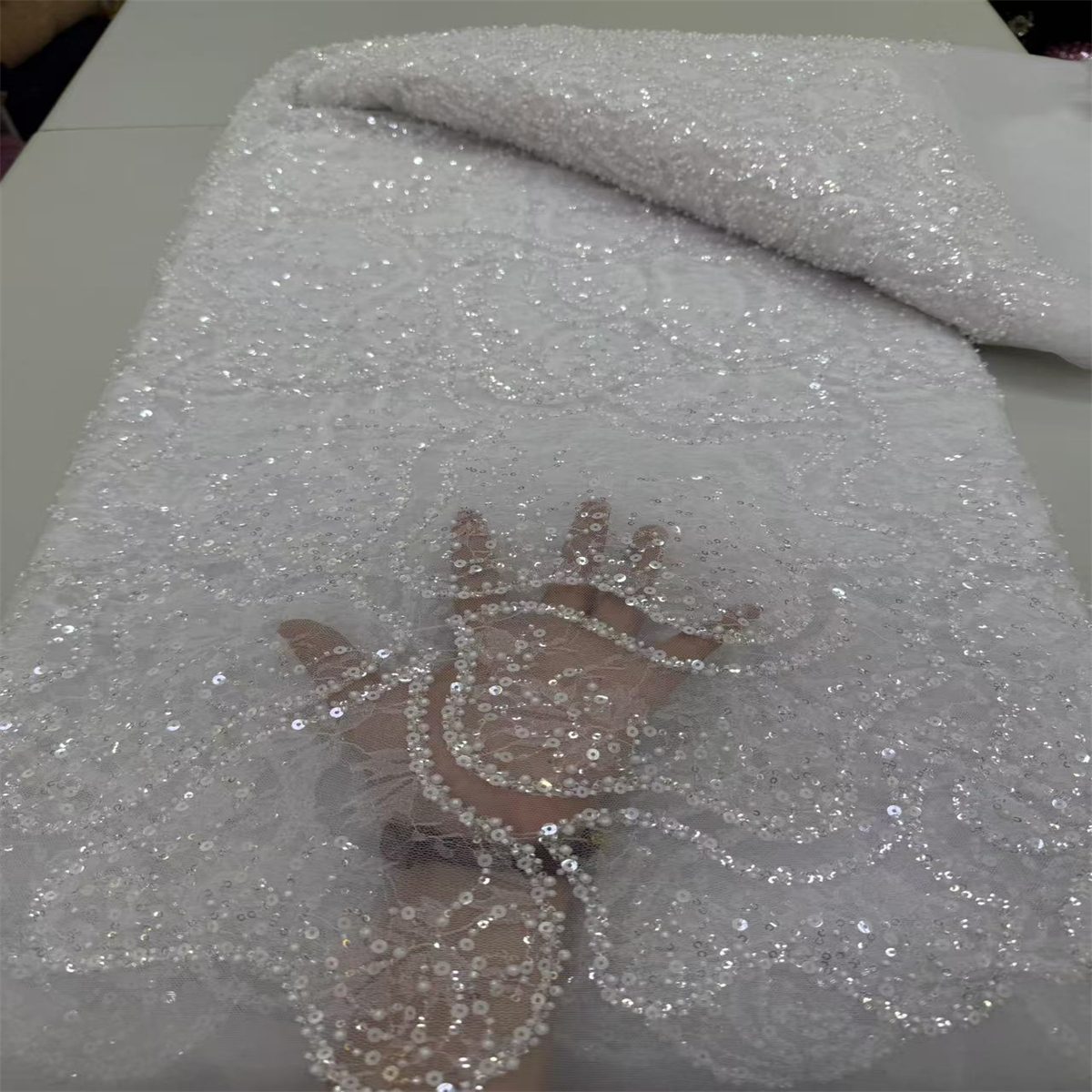 Beaded Tulle Fabric - 5 Yards | COD