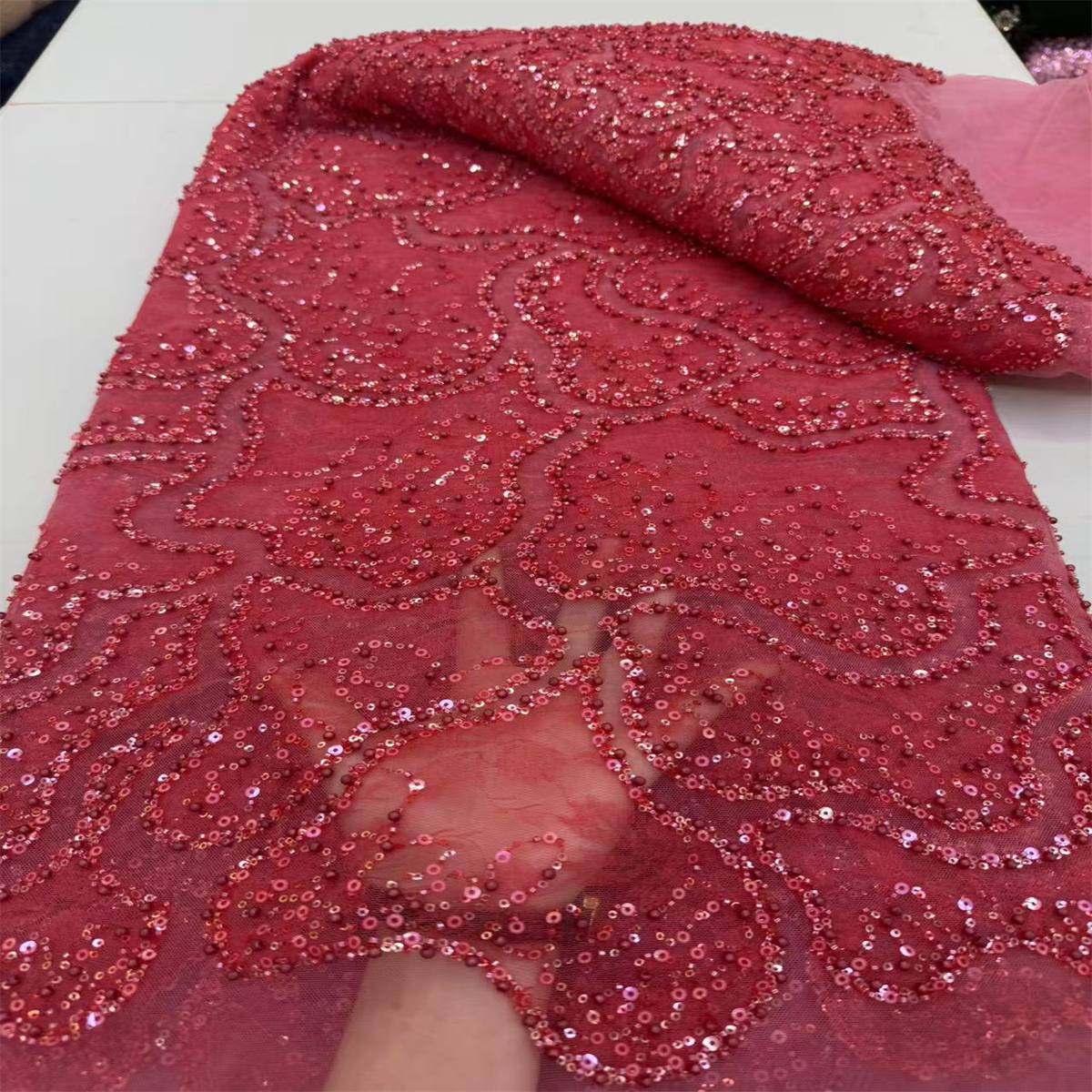 Beaded Tulle Fabric - 5 Yards | COD