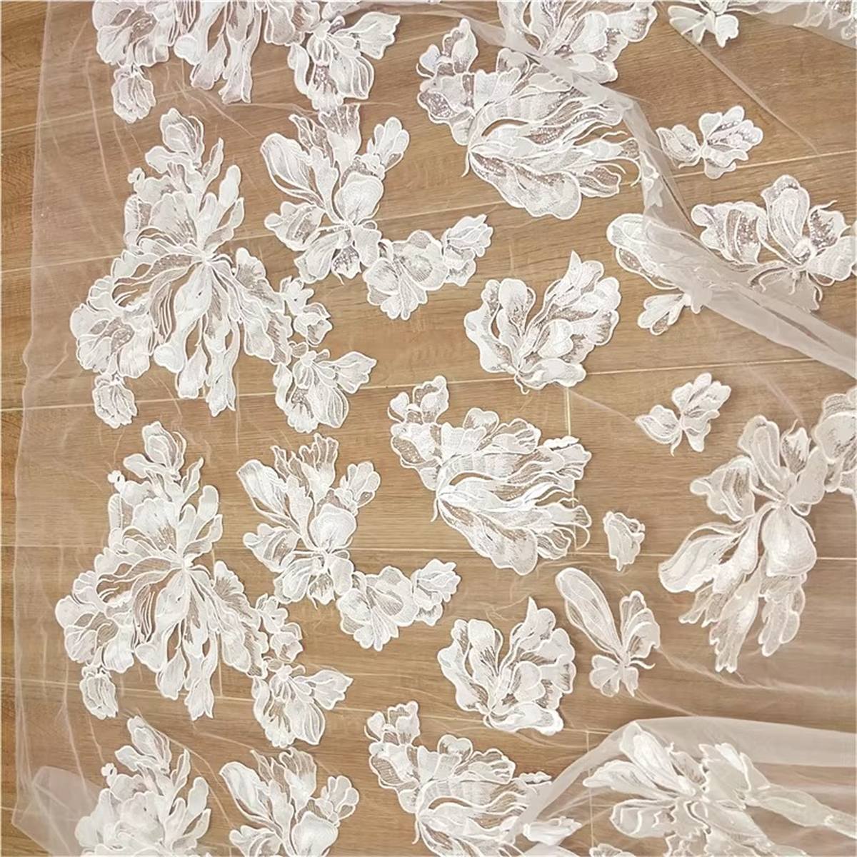 Bridal Lace Fabric - 5 Yards - Embroidered Beaded Wedding Lace Fabric