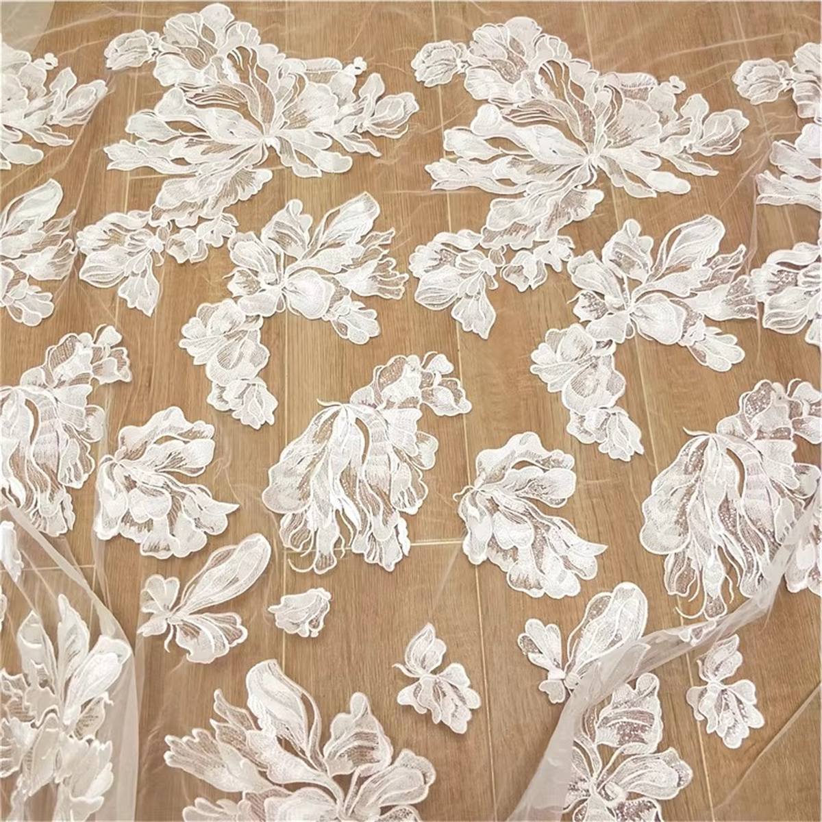 Bridal Lace Fabric - 5 Yards - Embroidered Beaded Wedding Lace Fabric