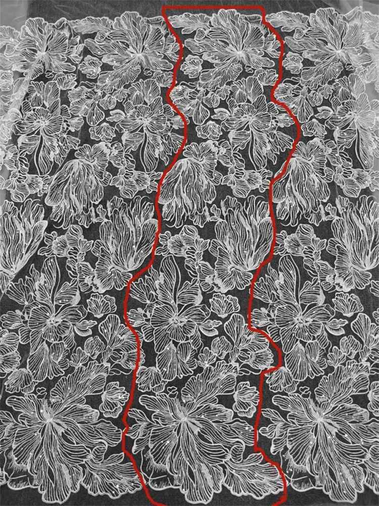 Bridal Lace Fabric - 1 Yard - Embroidered Beaded Wedding Lace Fabric