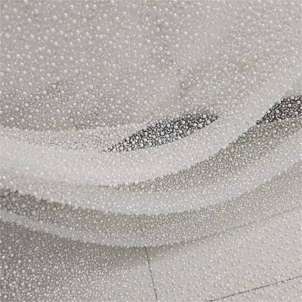 Bridal Lace Fabric - 1 Yard - Corded Embroidered Sequin Beaded Wedding Lace Fabric | lil025