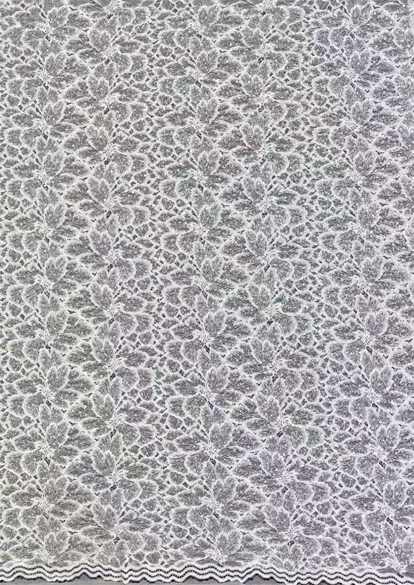 Bridal Lace Fabric - 1 Yard - Corded Embroidered Sequin Beaded Wedding Lace Fabric | lil032
