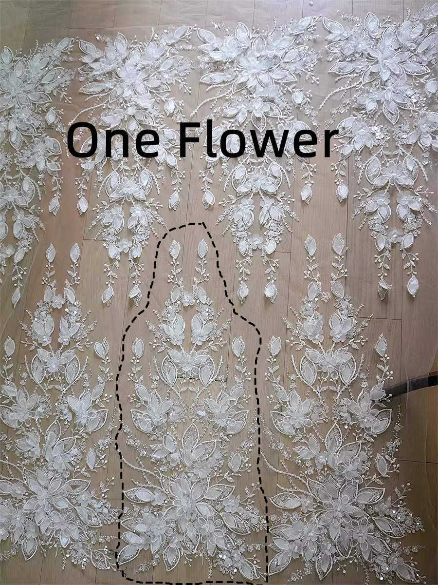 Bridal Lace Applique - 1 Flower - Embroidered Beaded 3D Floral Wedding Lace Appliques | SKU lil040