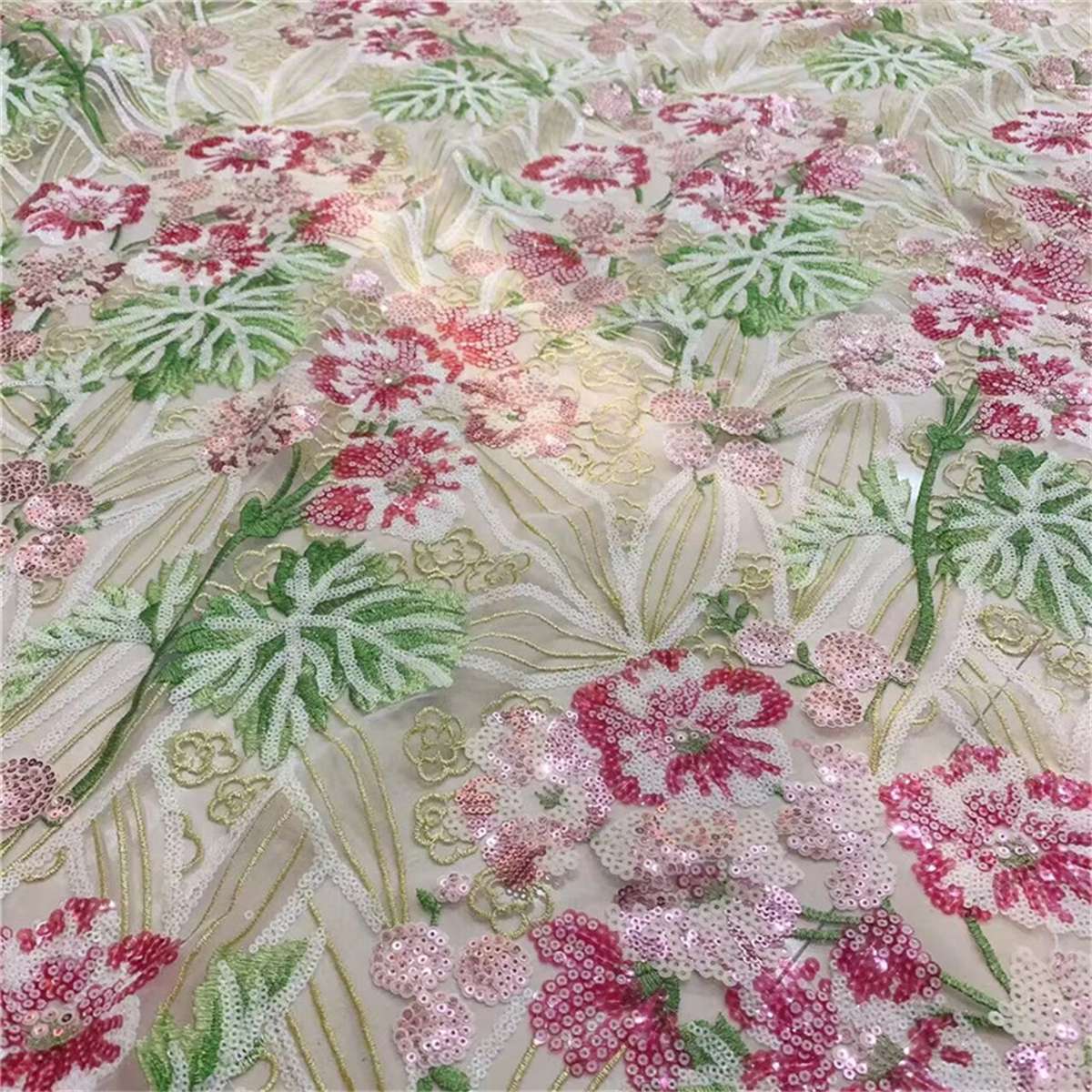 Embroidered Sequin Colorful Lace Fabric - 1 Yard | COD XKL001