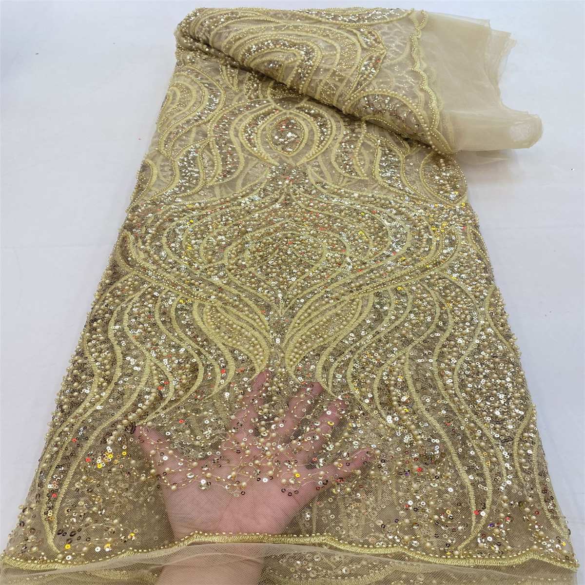 Beaded Tulle Fabric - 5 Yards | lil050