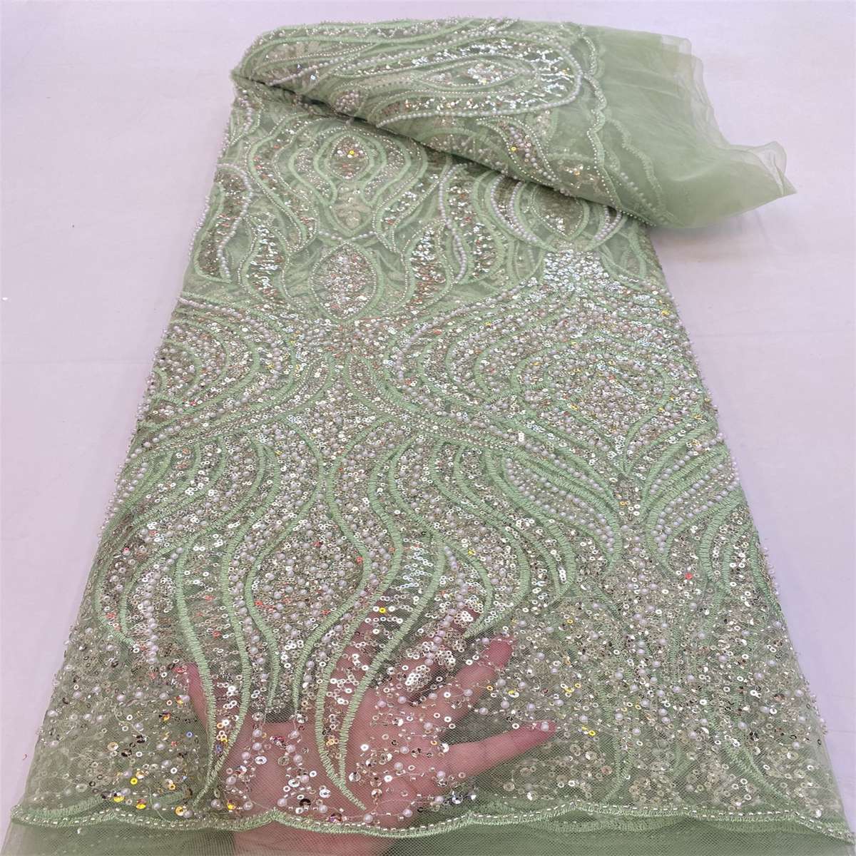 Beaded Tulle Fabric - 5 Yards | lil050