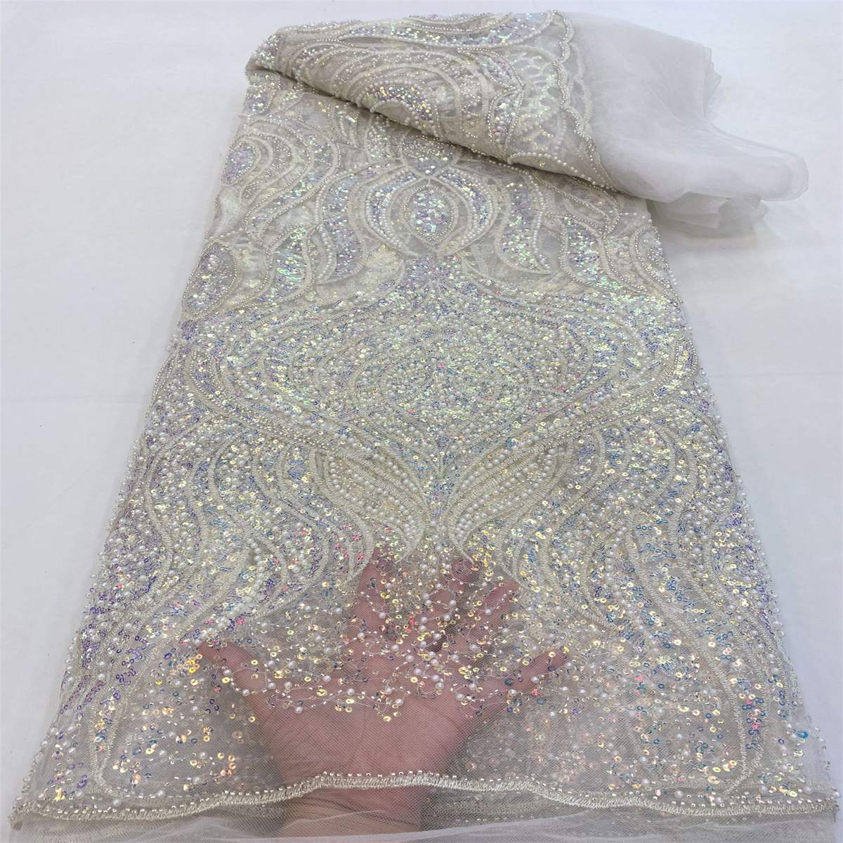 Beaded Tulle Fabric - 5 Yards | lil050