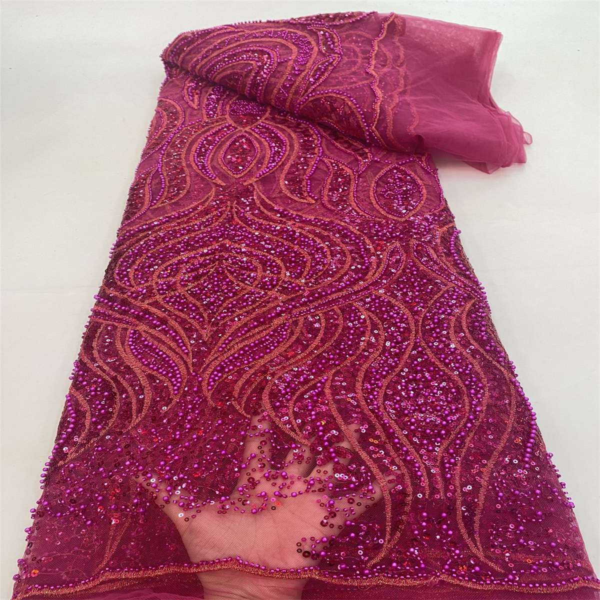 Beaded Tulle Fabric - 5 Yards | lil050
