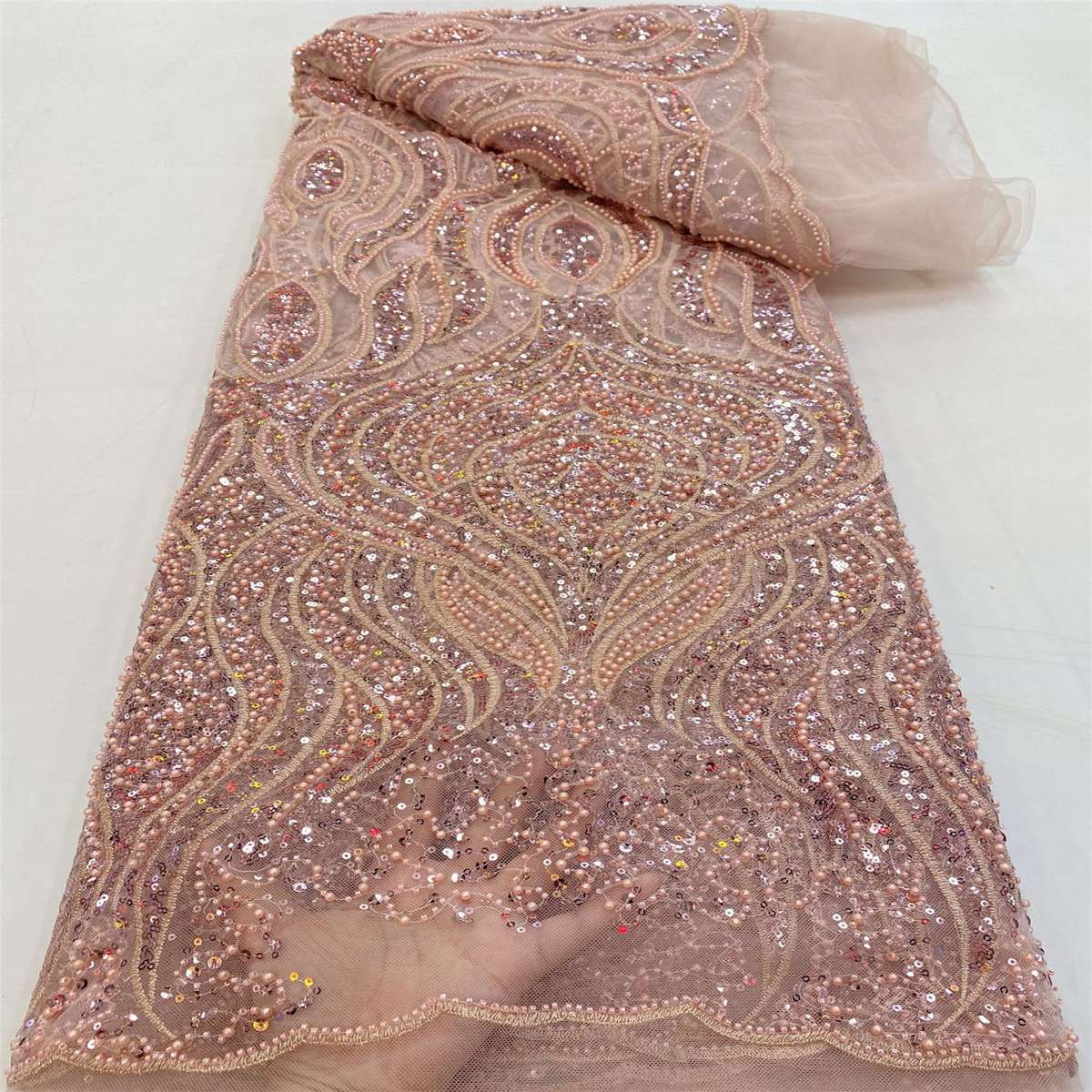 Beaded Tulle Fabric - 5 Yards | lil050