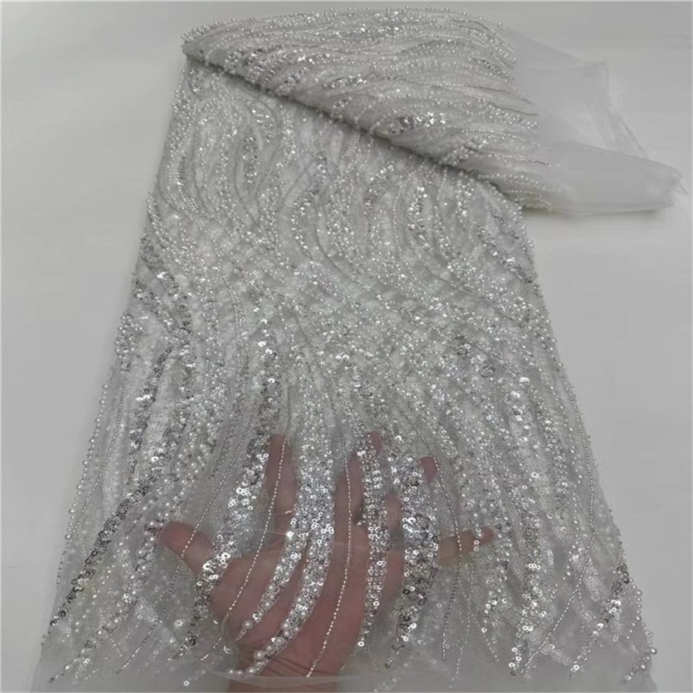 Beaded Tulle Fabric - 5 Yards | STN ZT021