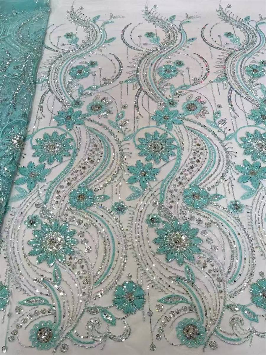 Beaded Tulle 3D Floral Fabric - 5 Yards | COD ZT102