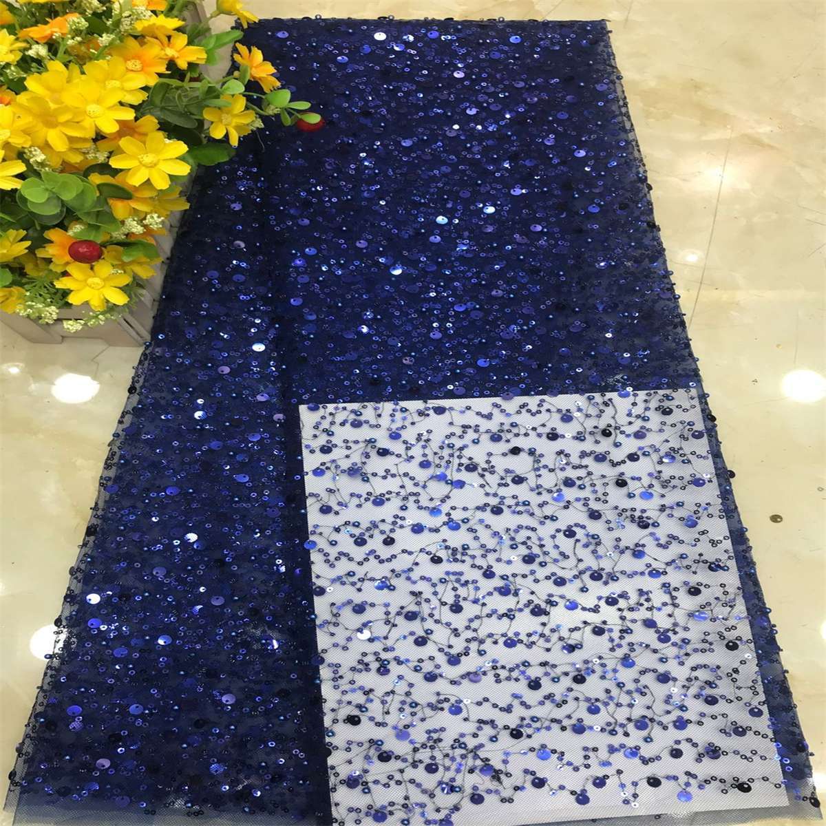 Beaded Tulle Fabric - 5 Yards | COD DX001