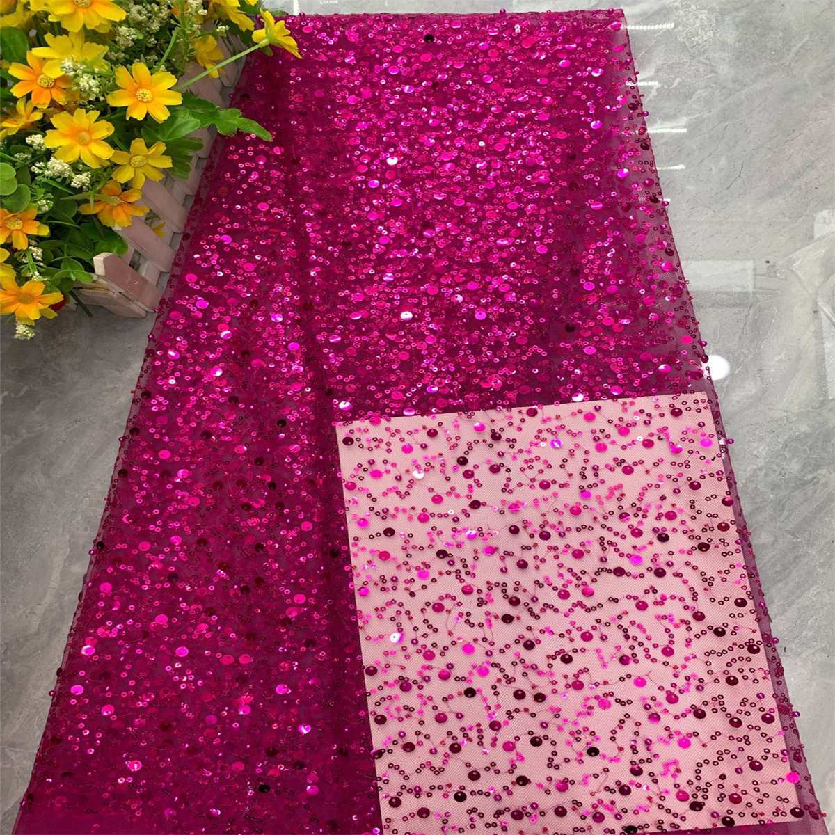 Beaded Tulle Fabric - 5 Yards | COD DX001