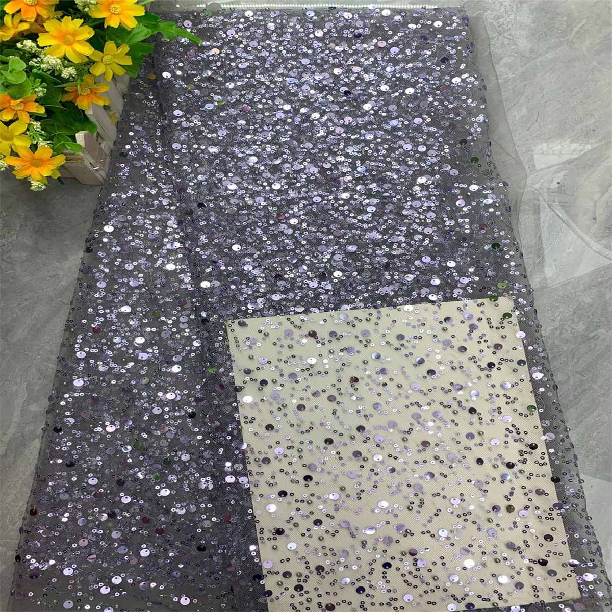 Beaded Tulle Fabric - 5 Yards | COD DX001
