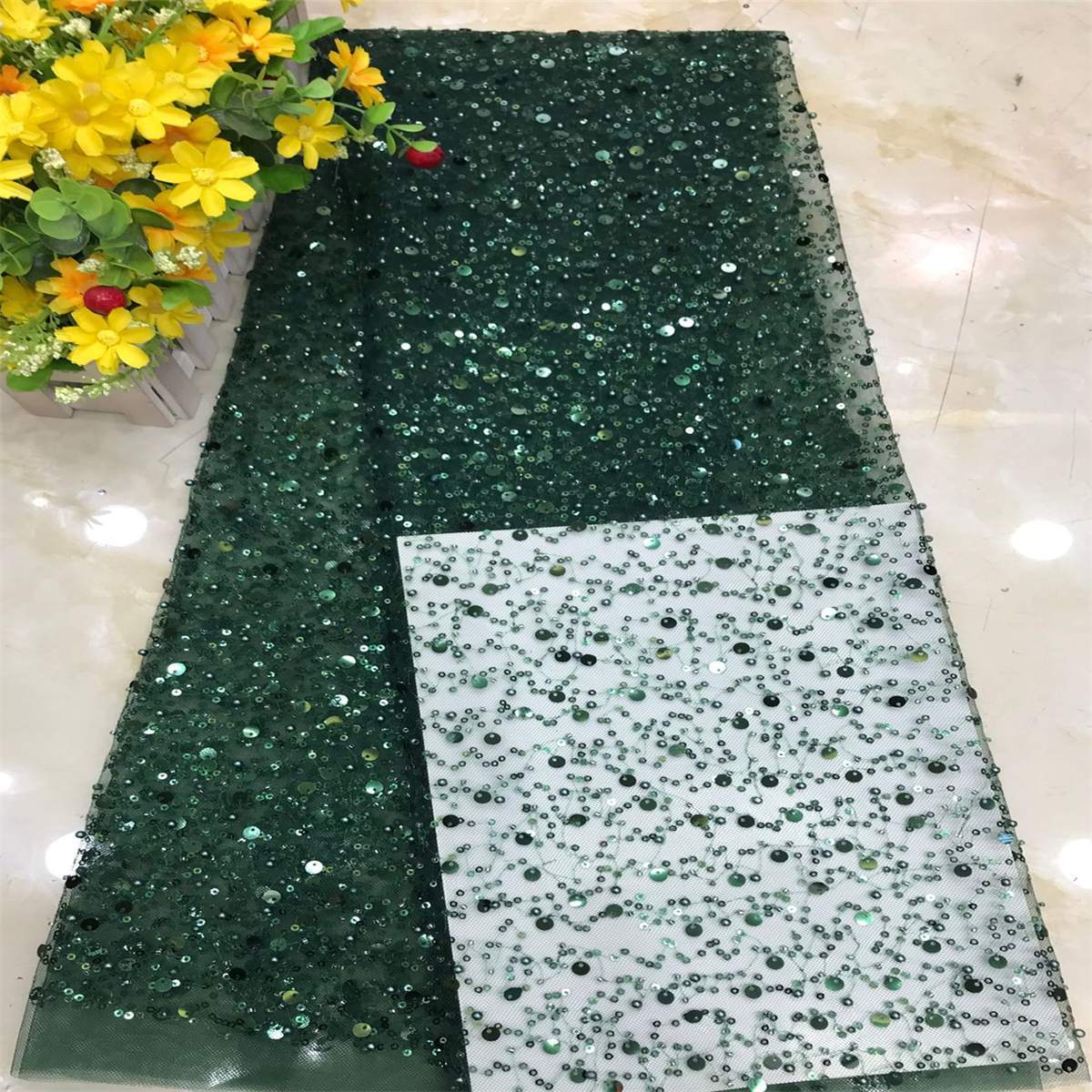 Beaded Tulle Fabric - 5 Yards | COD DX001