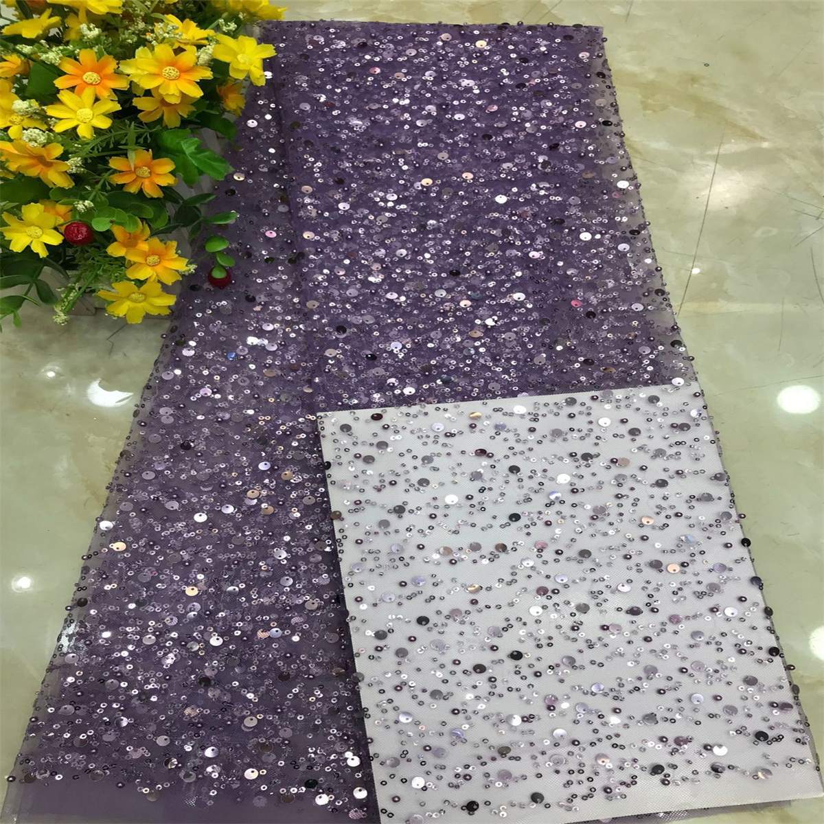 Beaded Tulle Fabric - 5 Yards | COD DX001