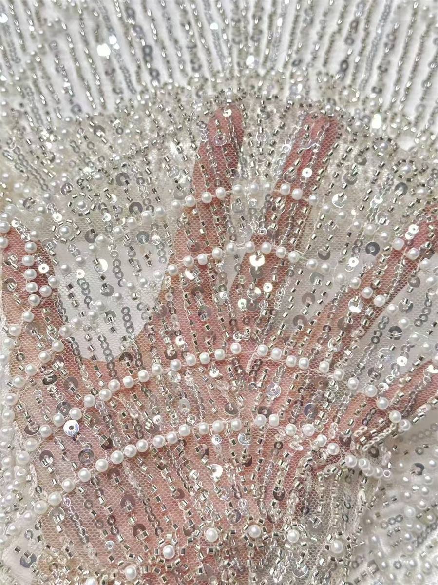 Beaded Tulle Fabric - 5 Yards | COD HN486