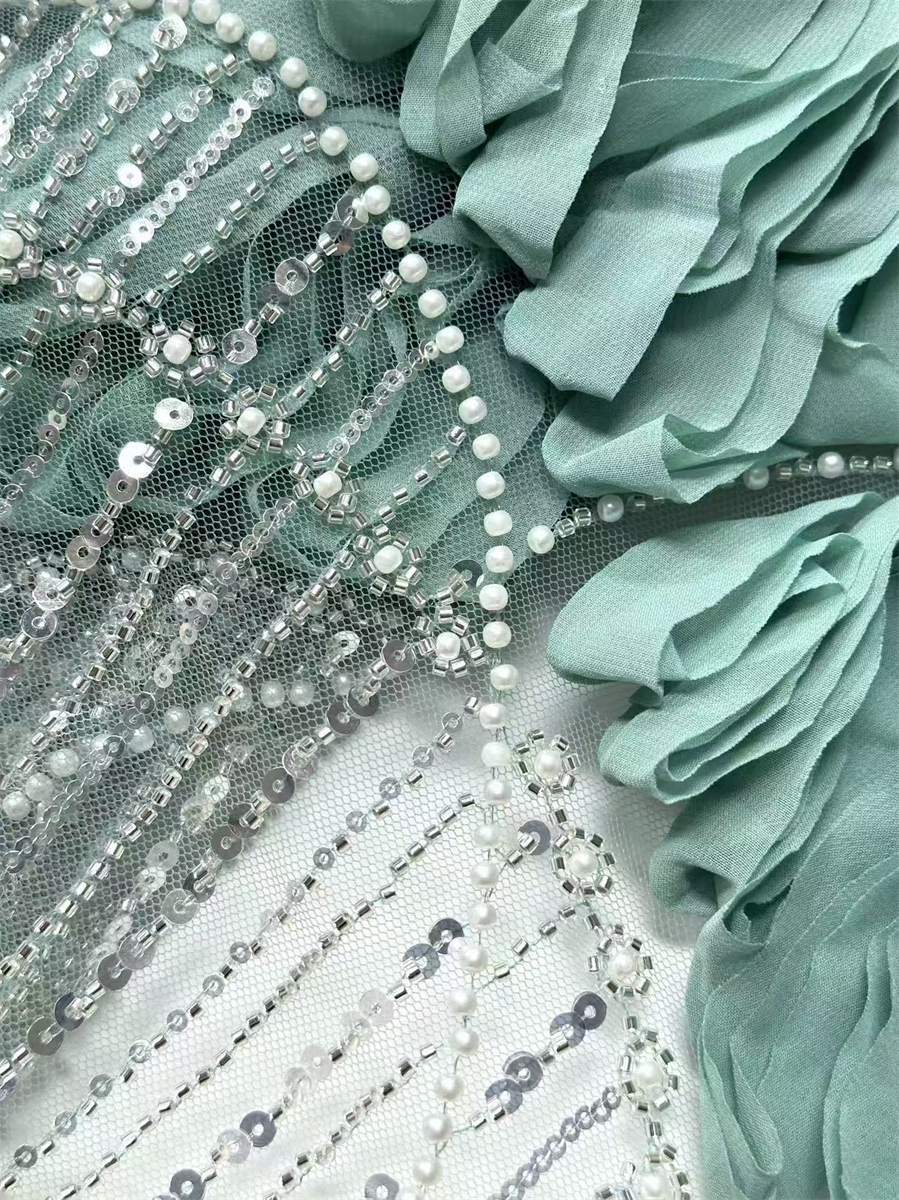 Beaded Tulle Fabric - 5 Yards | COD HN486