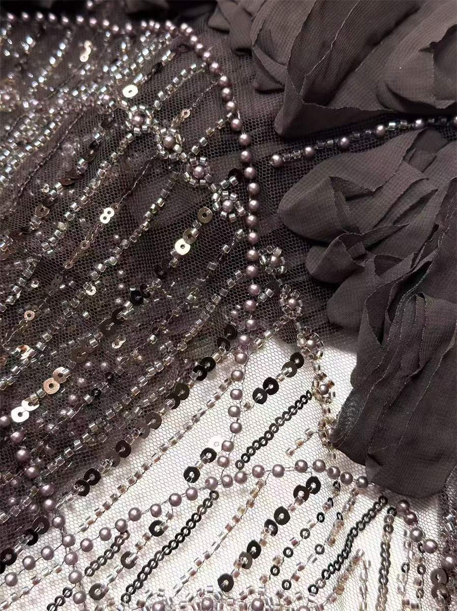 Beaded Tulle Fabric - 5 Yards | COD HN486