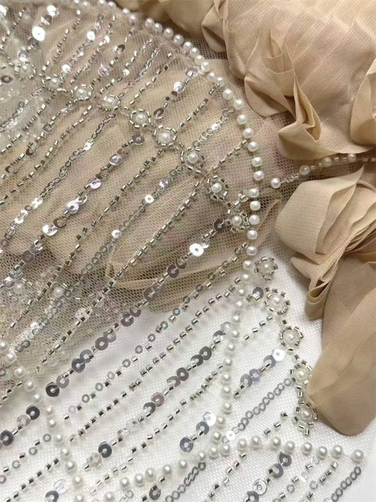 Beaded Tulle Fabric - 5 Yards | COD HN486
